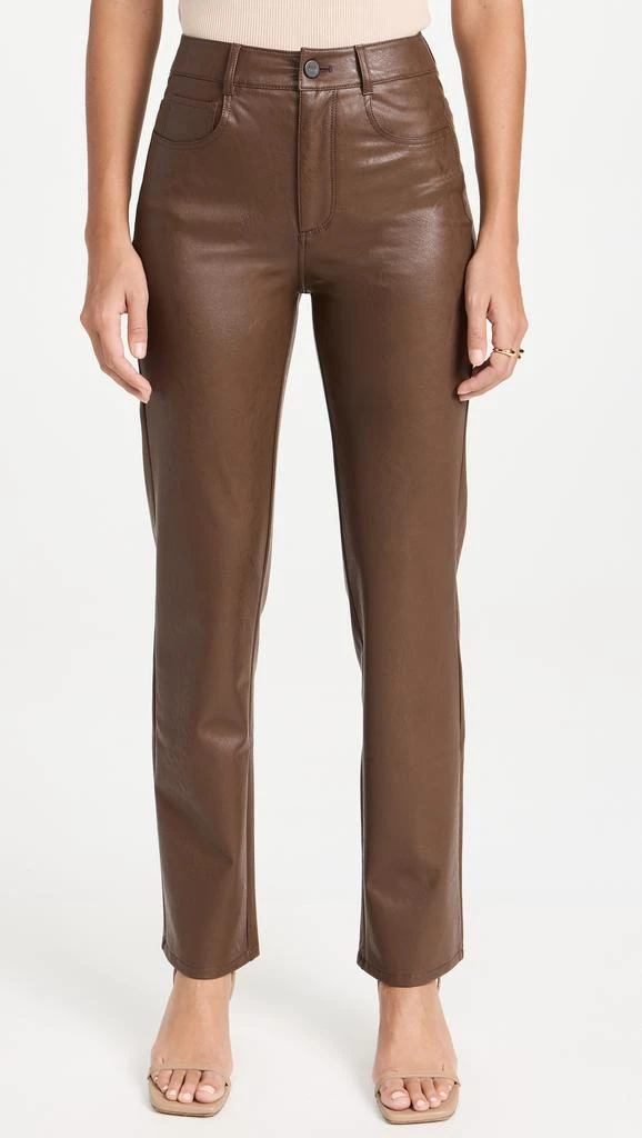 Paige Stella Chestnut Faux Leather Jeans 6