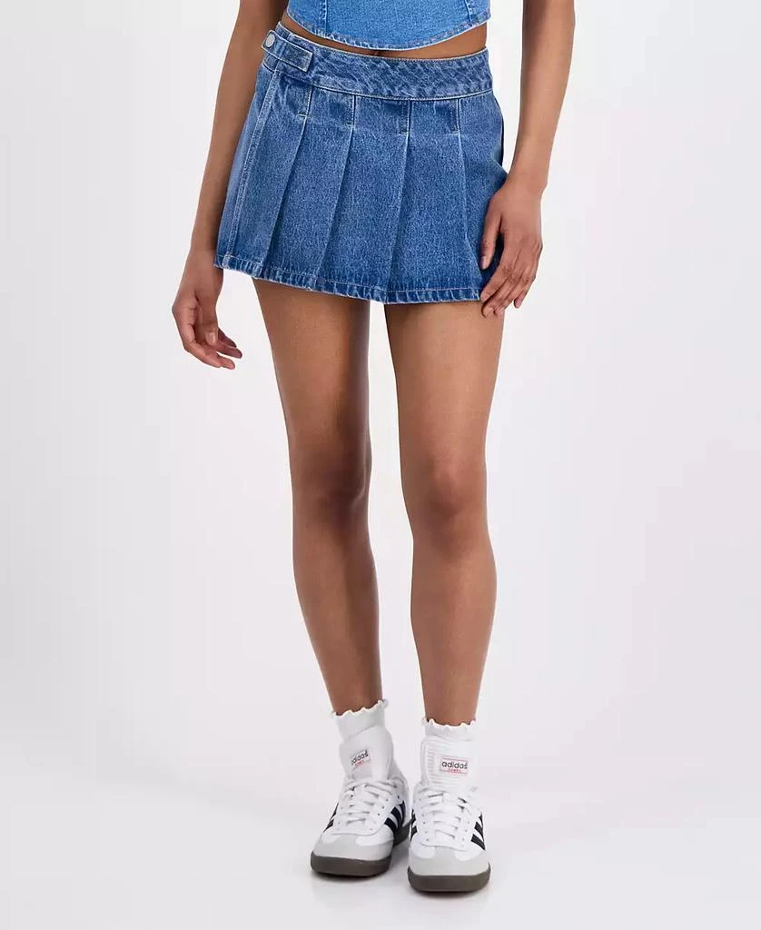 Indigo Rein Juniors' Cheerleader Pleated Front Denim Skort 2