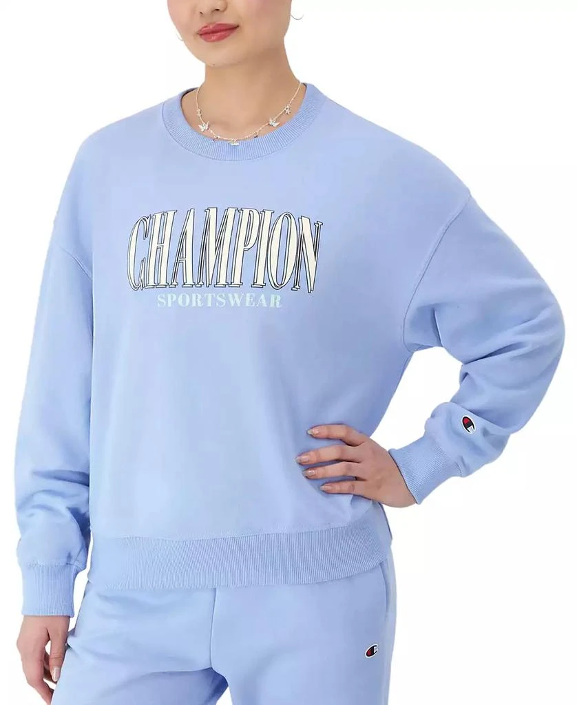 CHAMPION Women's Long-Sleeve Fleece Crewneck Logo Sweatshirt 1