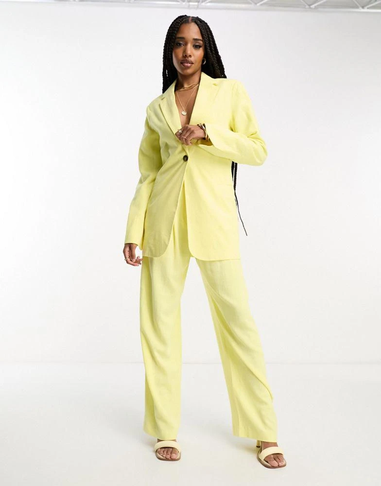 ASOS ASOS DESIGN Tall slim fit suit blazer with linen in lemon 3