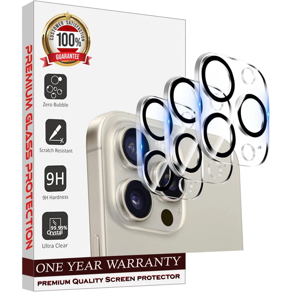 ENTRONIX Entronix Clear Camera Lens Protector Compatible with iPhone 15 Pro Max - 3-Piece Combo