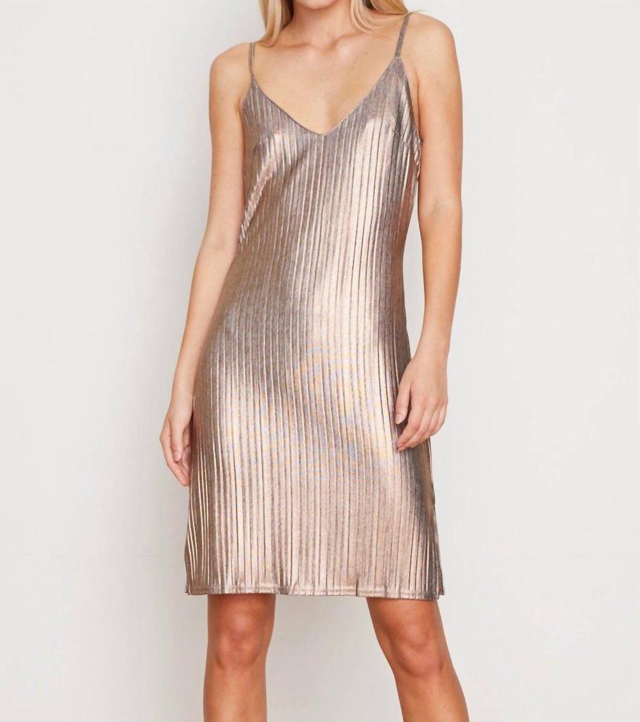 MINKPINK Crinkle Slip Dress In Metallic