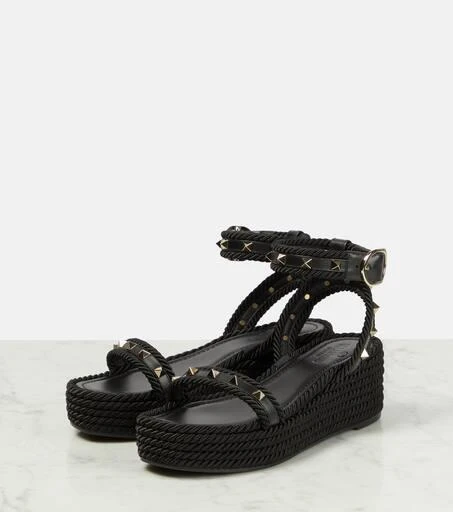 Valentino Rockstud leather espadrille wedges 5