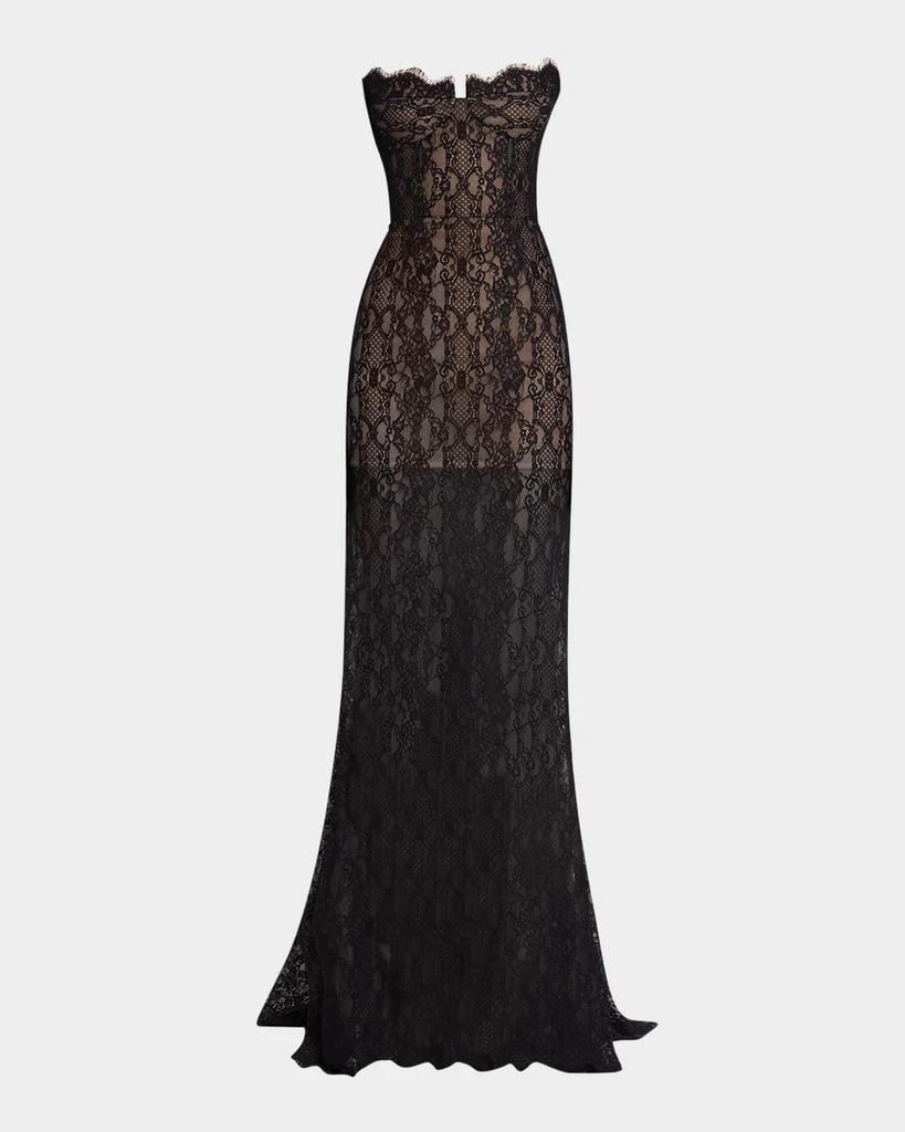 BRONX AND BANCO Kiera Strapless Lace Gown with Evening Gloves 1