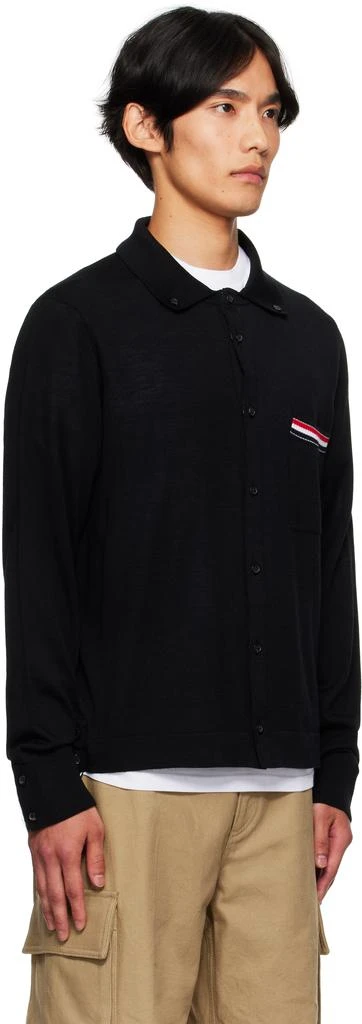 Thom Browne Black Merino Wool Jersey Stitch Long Sleeve Shirt 2