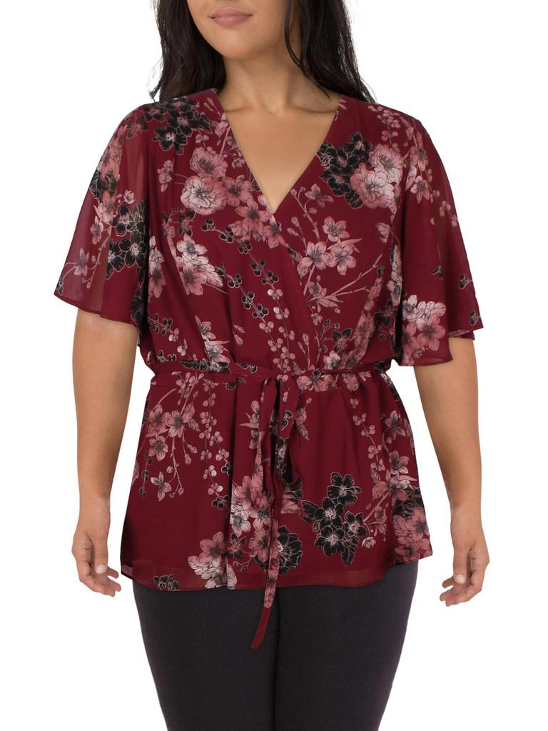 City Chic Womens Trendy Blossom Wrap Top