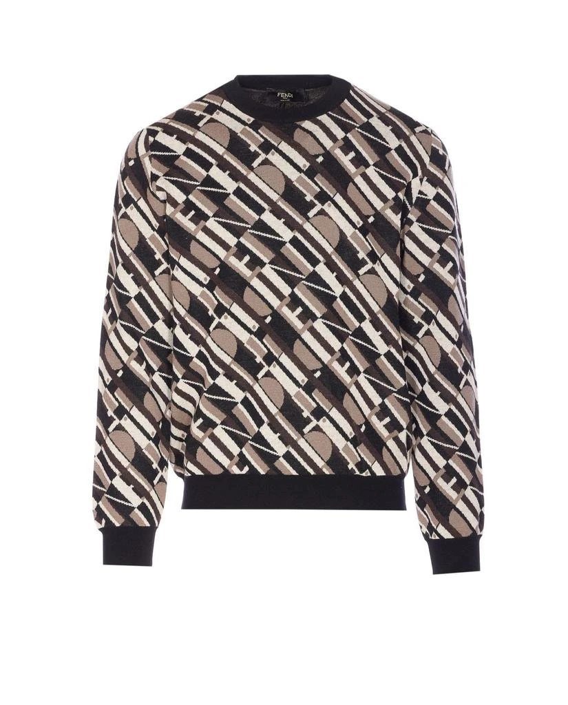Fendi Fendi Logo Jacquard Crewneck Jumper 1