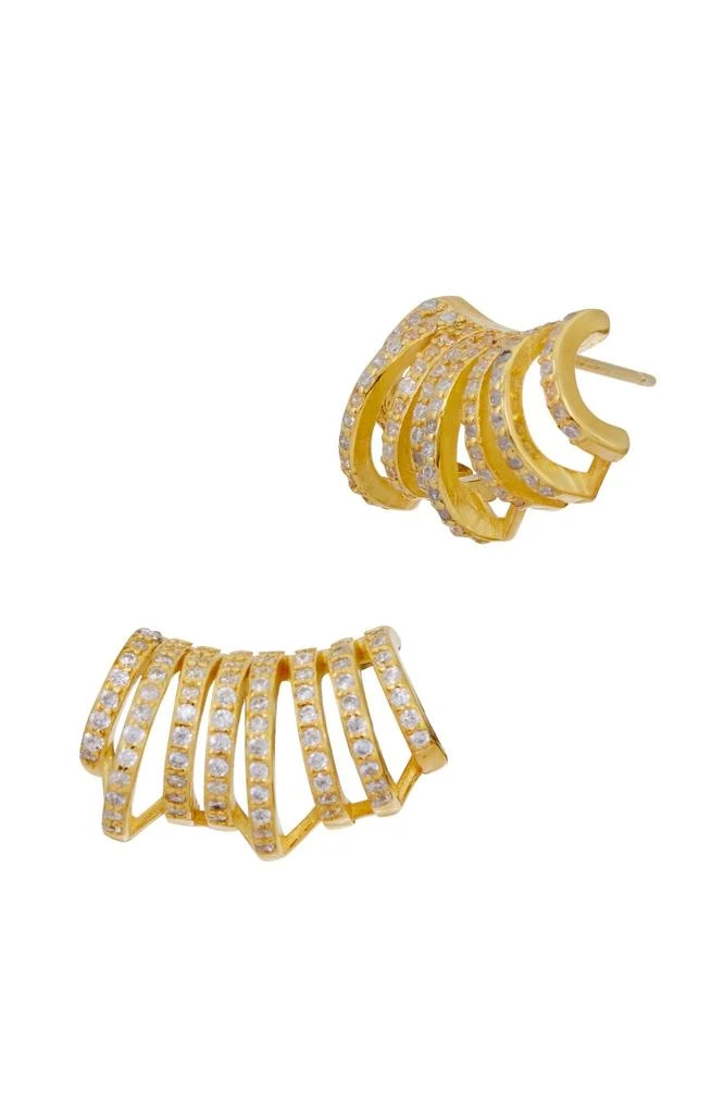 Savvy Cie Jewels 18K GOLD PLATED OVER STERLING SILVER .925 MULTI STRAND CZ EARRINGS 1