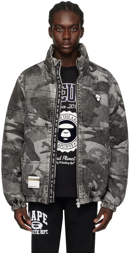 AAPE by A Bathing Ape Black Graphic Down Jacket 1