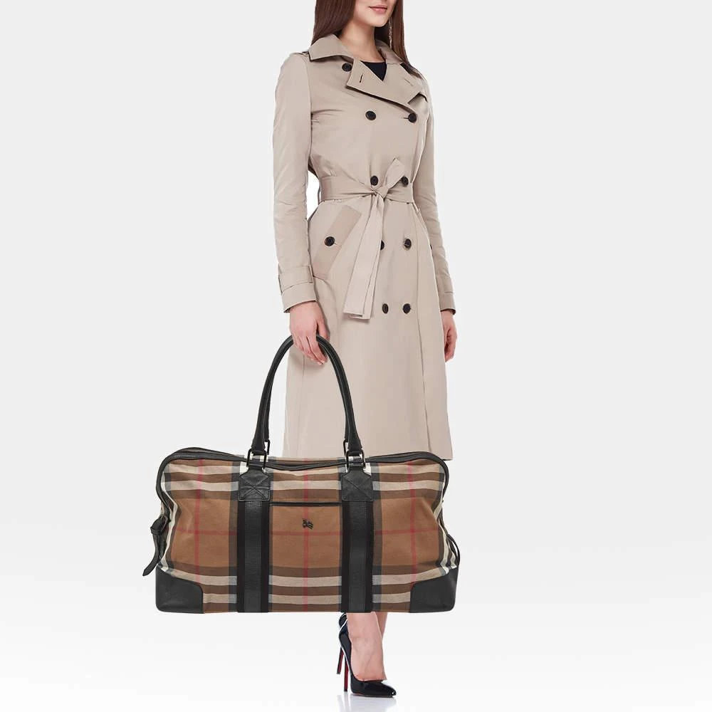 Burberry Burberry Brown/Black House Check Canvas and Leather Duffel Bag 2