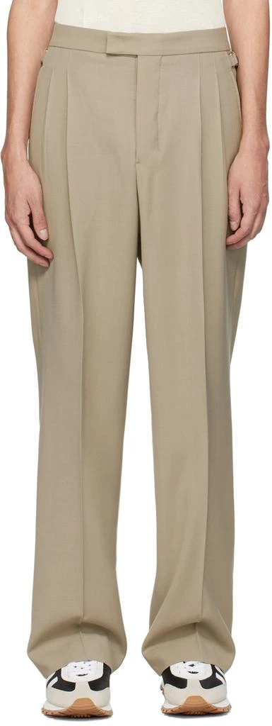 AMI Taupe Pleated Trousers 1