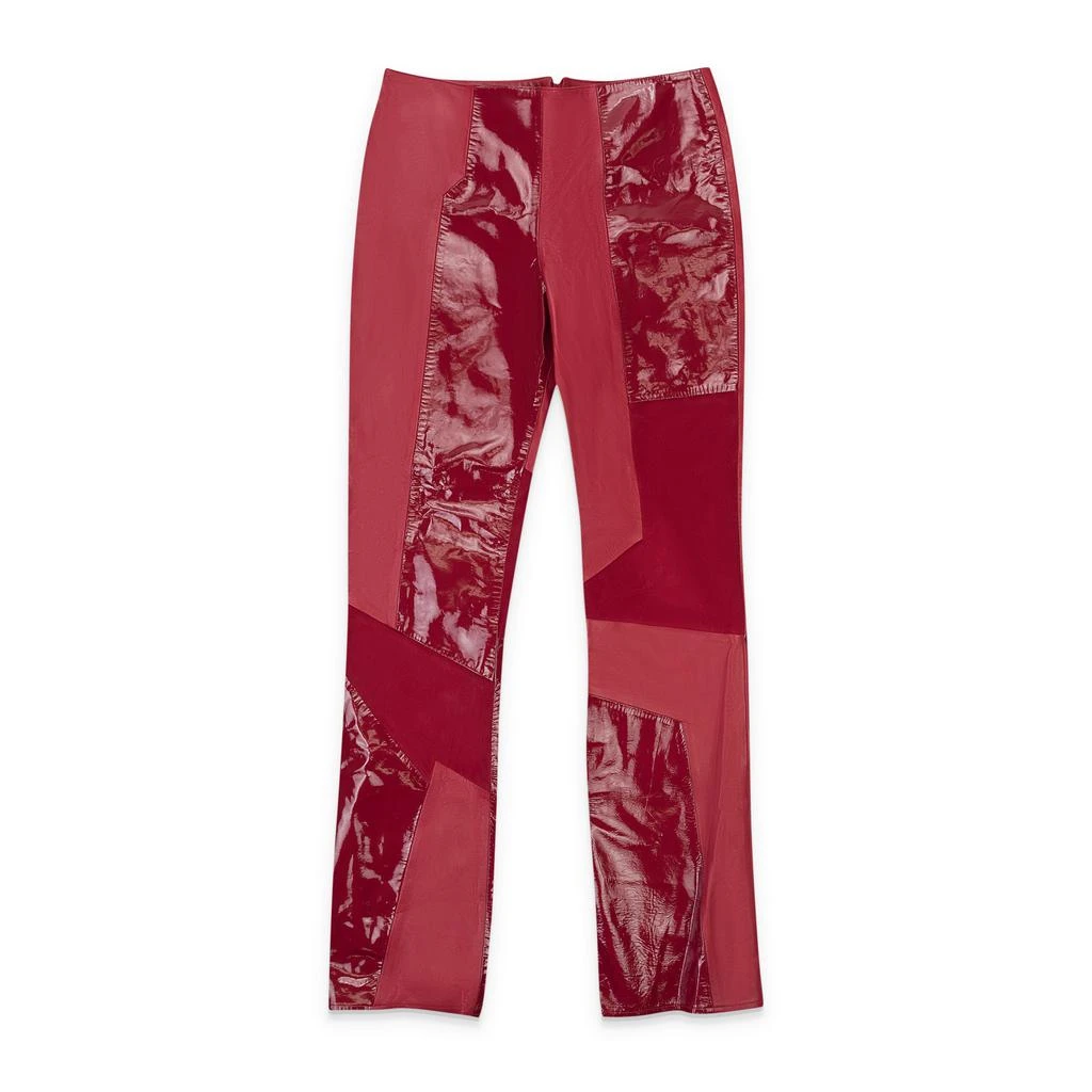 Sos Steve Smith SOS STEVE SMITH LEATHER PATCHWORK RED WOMEN'S BOOTCUT JEANS 1