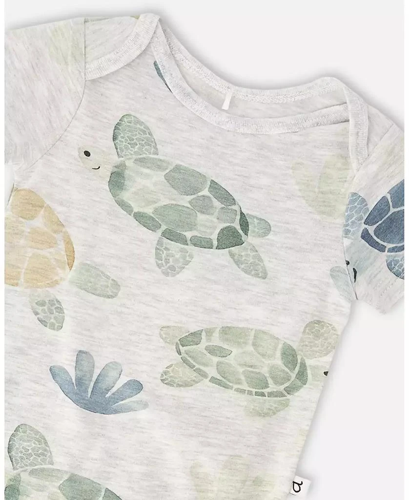 Deux par Deux Baby Boys Evolutive Cotton Jersey Onesie Grey Mix Turtle Print 4