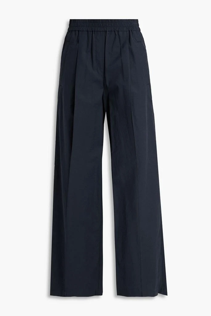 Pleated cotton-blend wide-leg pants