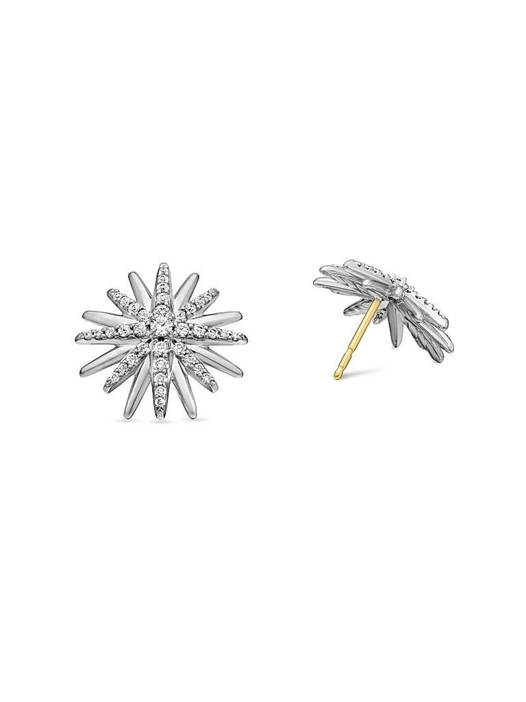 David Yurman Starburst Stud Earrings in Sterling Silver with Diamonds, 19mm 3