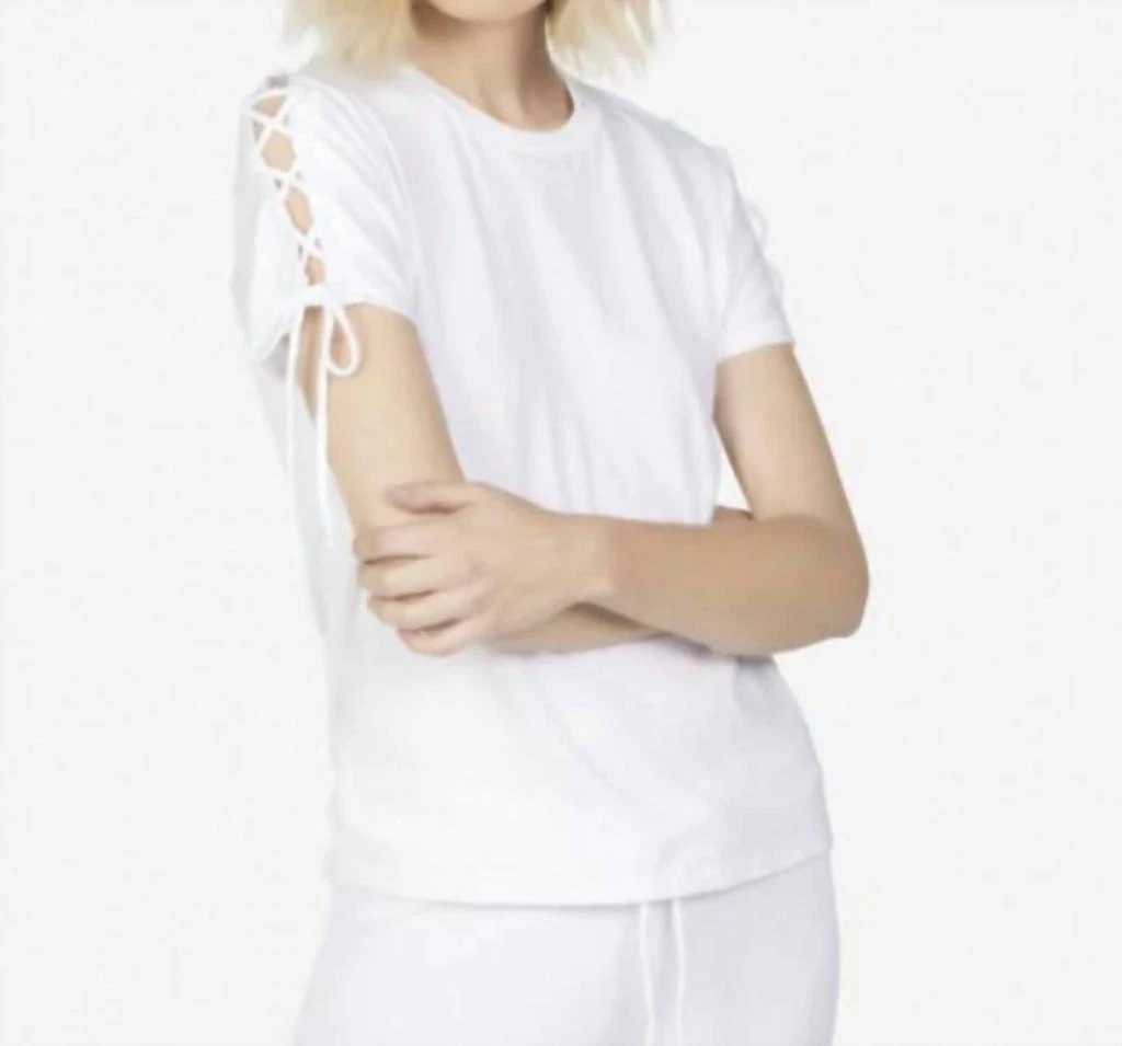 Michael Lauren RYLAND S/S LACE UP TEE 1