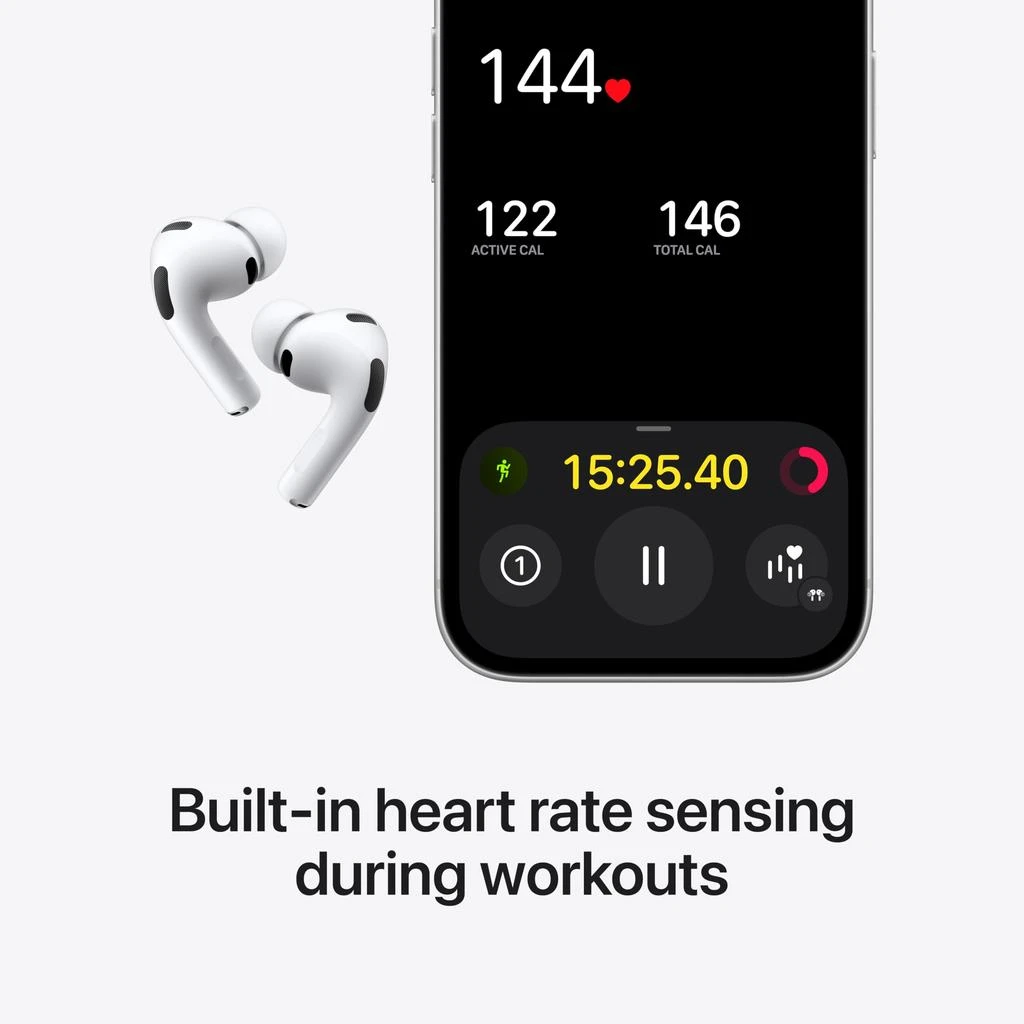 Apple Apple AirPods Pro 3 Wireless Earbuds, Active Noise Cancellation, Live Translation, Heart Rate Sensing,Hearing Aid Feature,Bluetooth Headphones,Spatial Audio, High-Fidelity Sound, USB-C Charging, White 3