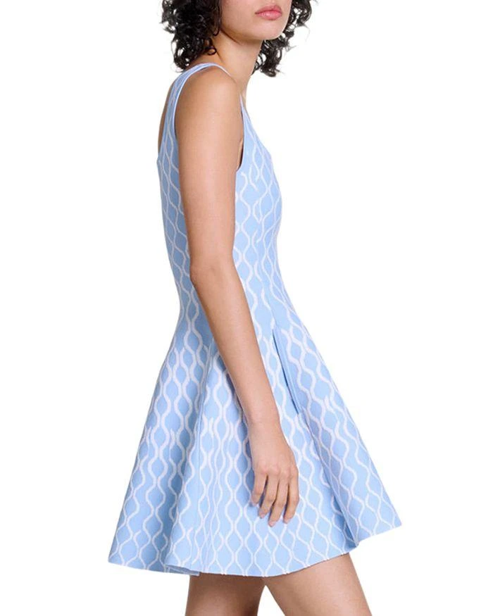 Maje Women's Jacquard Knit Mini Dress - Blue White - Size 8