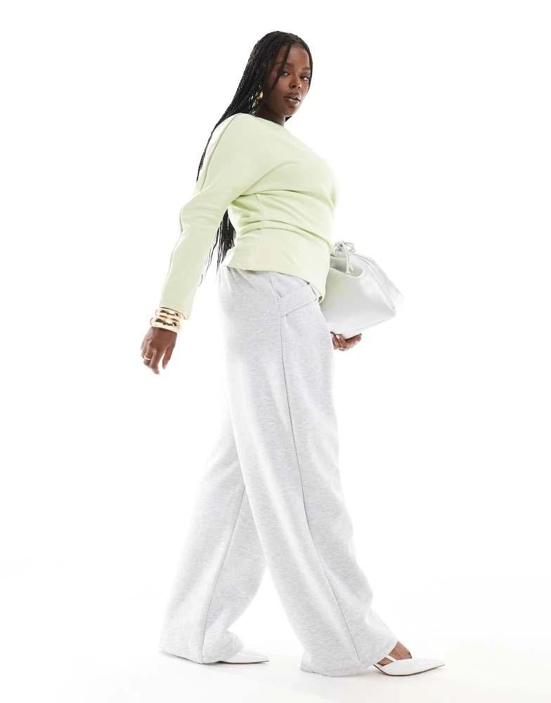 ASOS ASOS DESIGN Curve tailored crossover wide leg jogger in grey 3