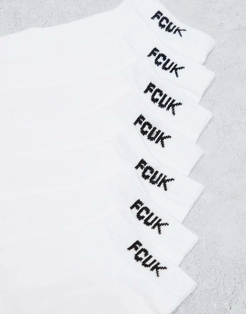 French Connection Mens French Connection FCUK 7 pack trainer socks in white 3