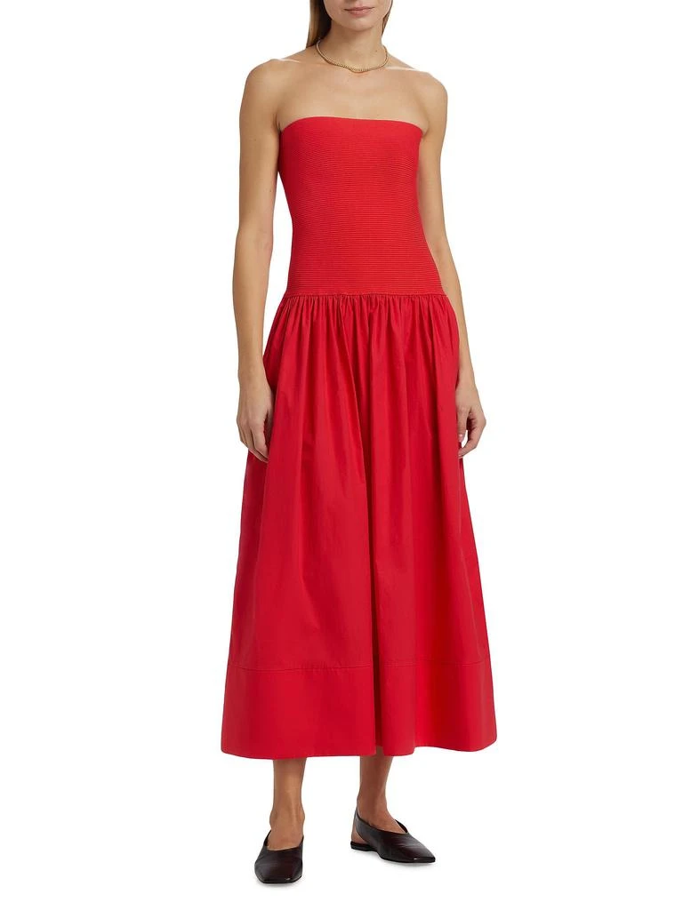 midi pocket dress ModCloth Fit & Flare Polka Dot Party Dress with Pockets Midi Length Pink Confetti / 3X