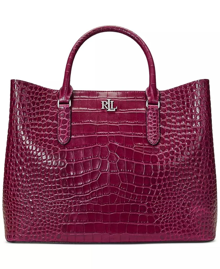 Ralph Lauren Marcy Large Embossed Leather Satchel