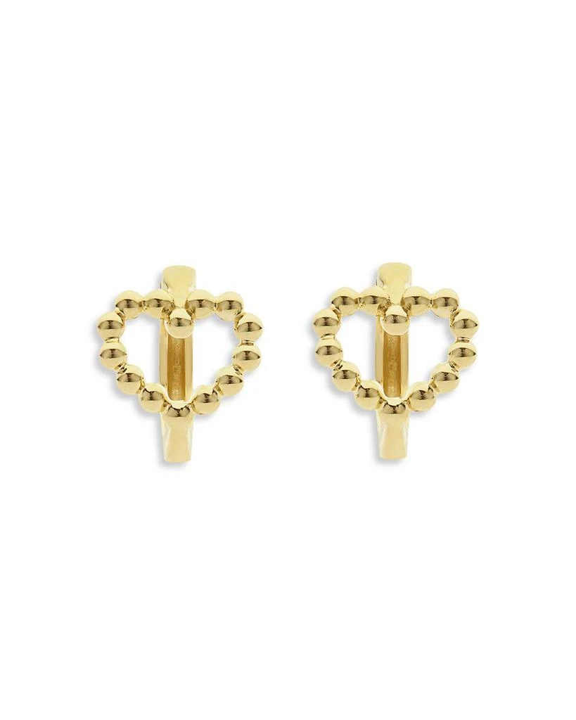 LAGOS 18K Yellow Gold Caviar Gold Beaded Heart Huggie Hoop Earrings 3