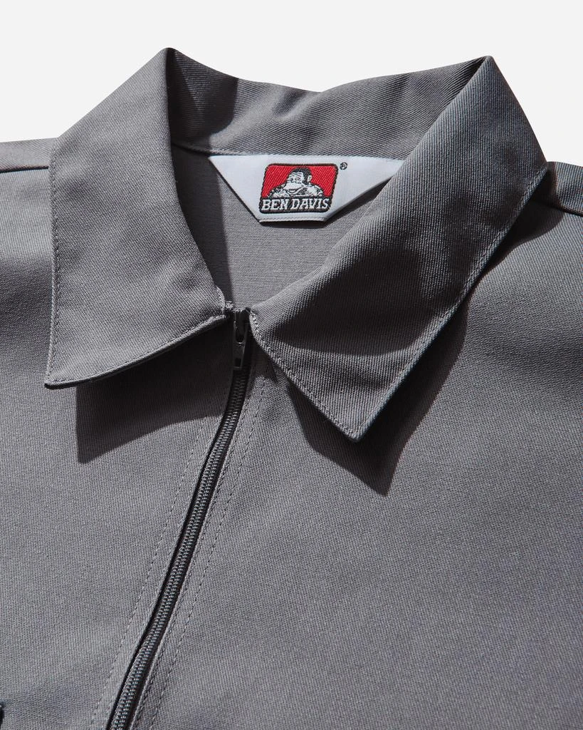 BEN DAVIS Men's Solid 1/2 Zip Shortsleeve Shirt Light Grey 4
