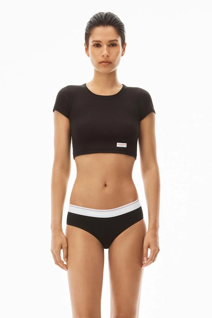 Alexander Wang Cropped Short-Sleeve Tee in Ribbed Cotton Jersey