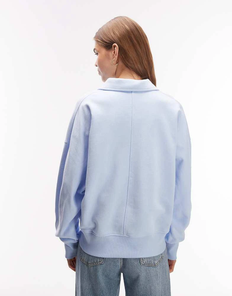 ARKET ARKET pure cotton long sleeve rugby polo sweat in washed blue 2