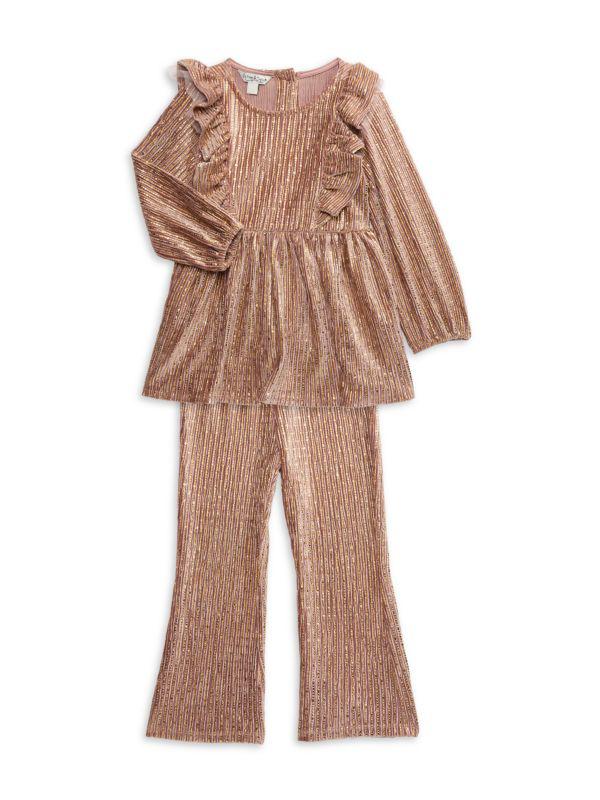 Pippa & Julie Little Girl's Sally Embellished Top & Pants Set