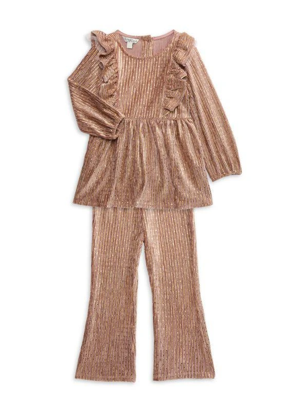 Pippa & Julie Little Girl's Sally Embellished Top & Pants Set 1