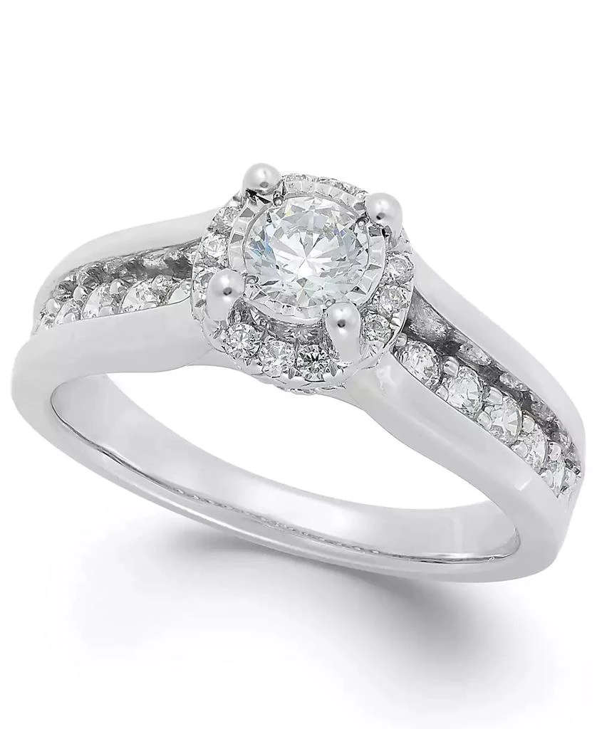 TruMiracle Diamond Channel Halo Engagement Ring (1 ct. t.w.) in 14k White Gold 1