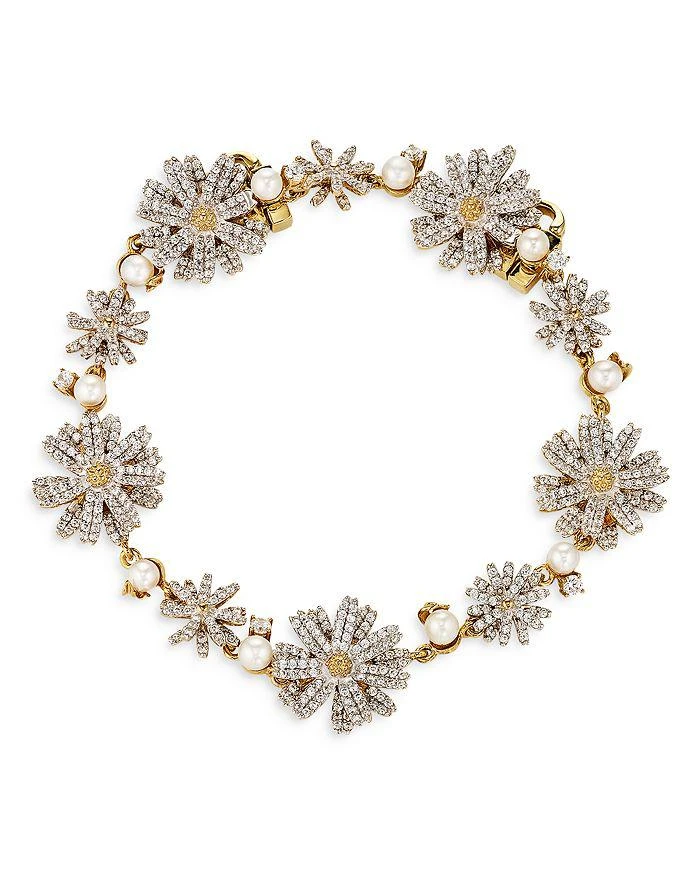 Anabela Chan 18K Yellow Gold Plated Sterling Silver English Garden Simulated Diamond & Cultured Freshwater Pearl Daisy Bracelet 1