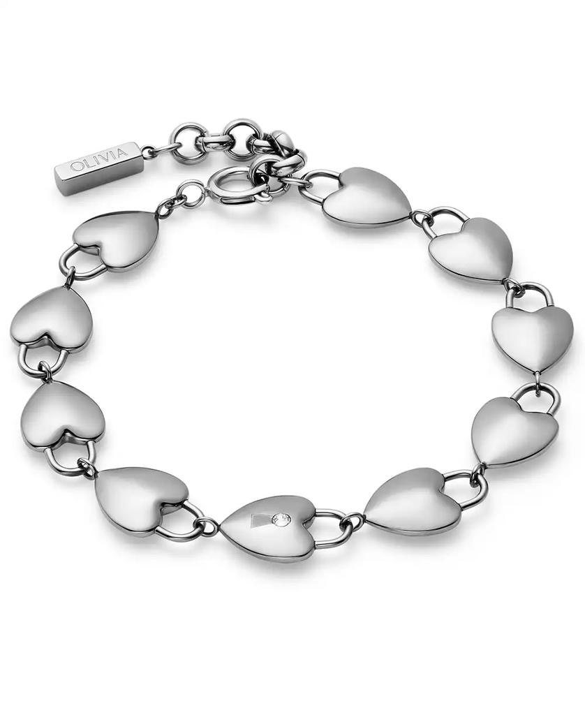 Olivia Burton Women's Locked Heart Silver Tone Bracelet