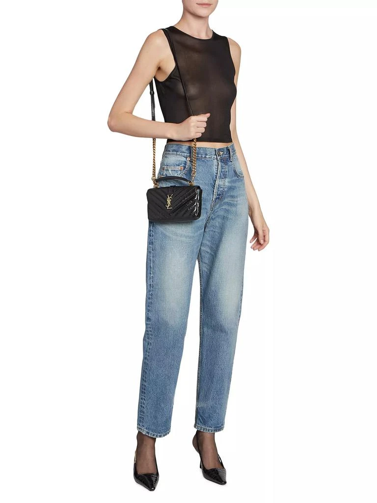 Yves Saint Laurent Mini College Chain Bag in Shiny Crackled Leather 2