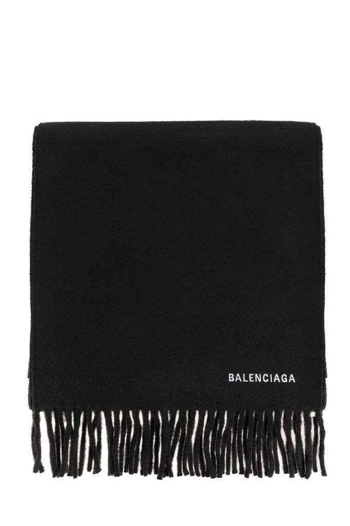 Balenciaga Balenciaga Logo Embroidered Fringed Scarf