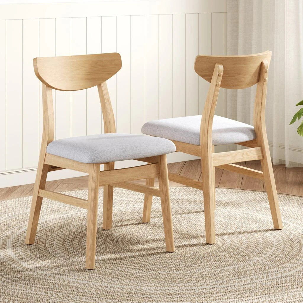 Streamdale Furniture Streamdale Set of 2 Modern Scandinavian Chairs - Gray Fabric, Natural Wood