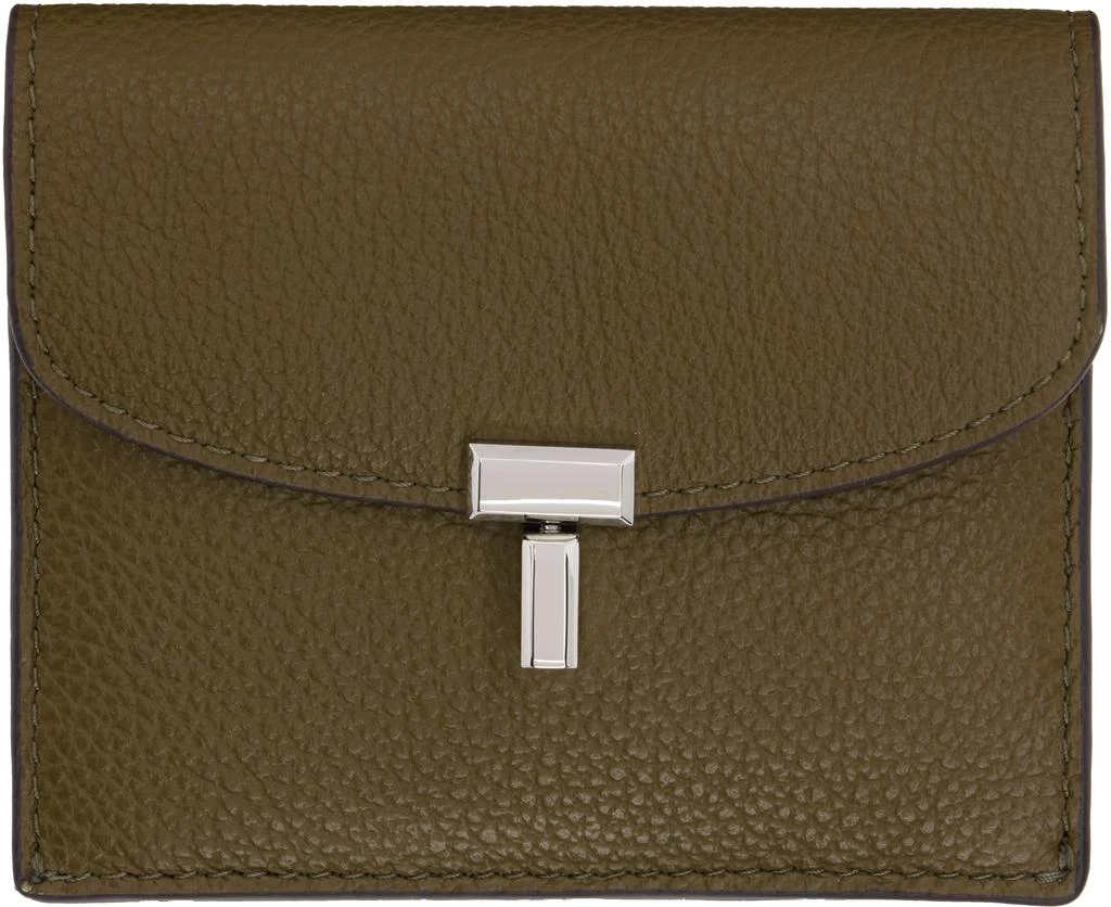 Totême Taupe T-Lock Grained-Leather Card Holder