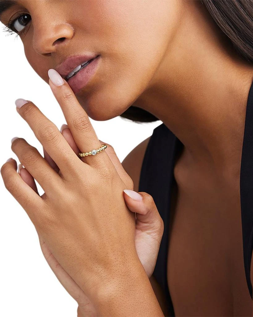 LAGOS 18K Yellow Gold Caviar Gold Diamond Bezel Bead Stacking Ring 2