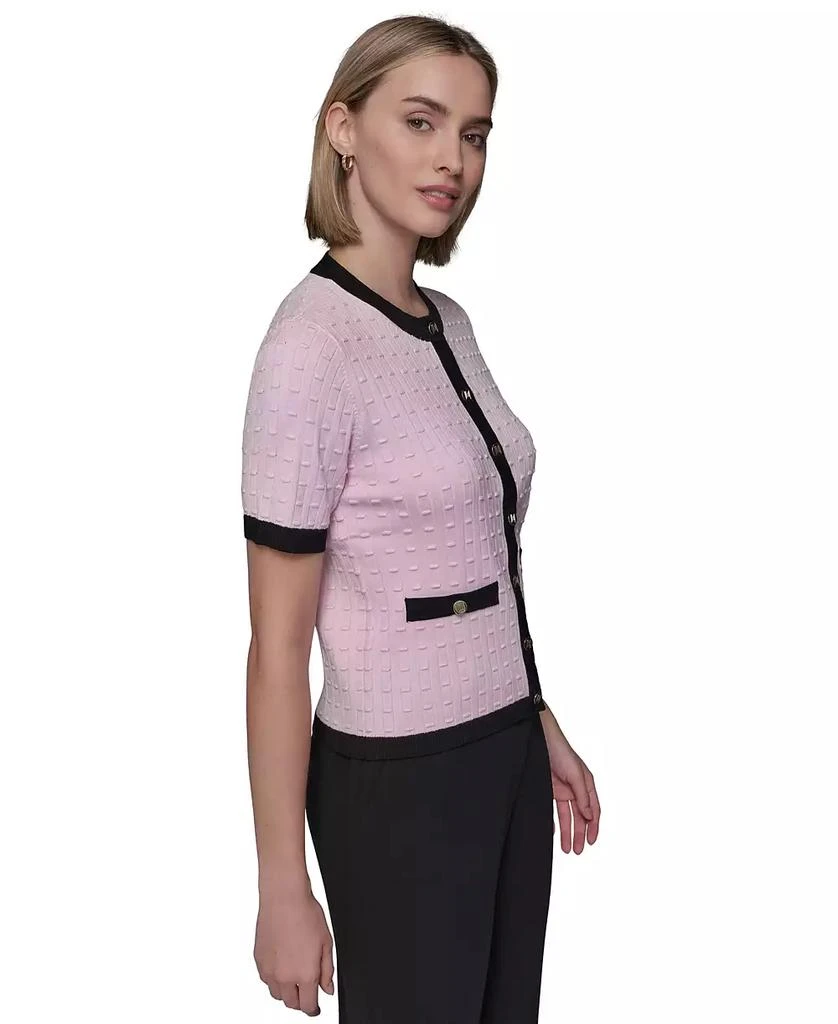 Karl Lagerfeld Paris Petite Short-Sleeve Two-Pocket Cardigan Sweater 3