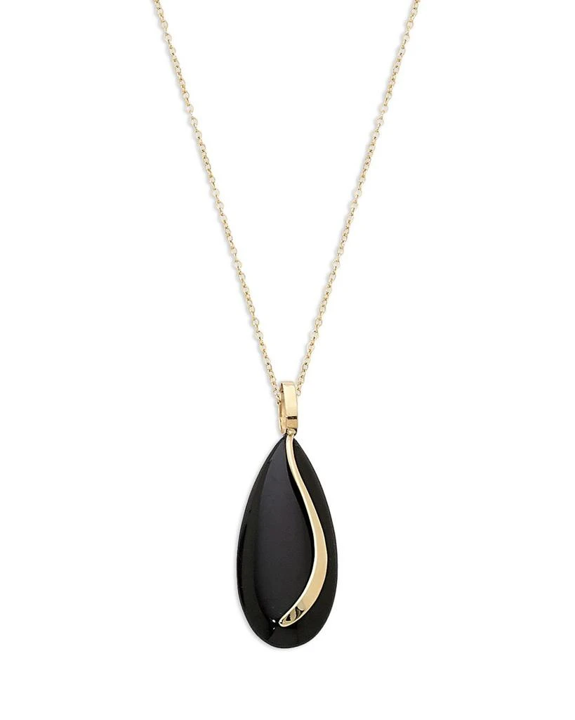 Bloomingdale's 14K Yellow Gold Onyx Almond Pendant Necklace, 18" 1