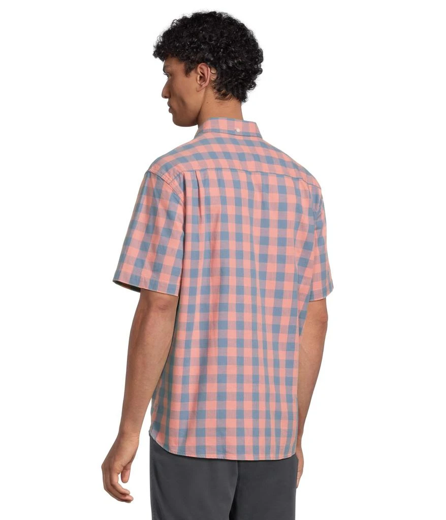 L.L.BEAN Comfort Stretch Chambray Shirt Short Sleeve Traditional Fit Plaid 3