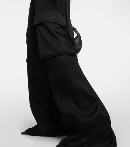 Versace High-rise wide-leg satin cargo pants 5