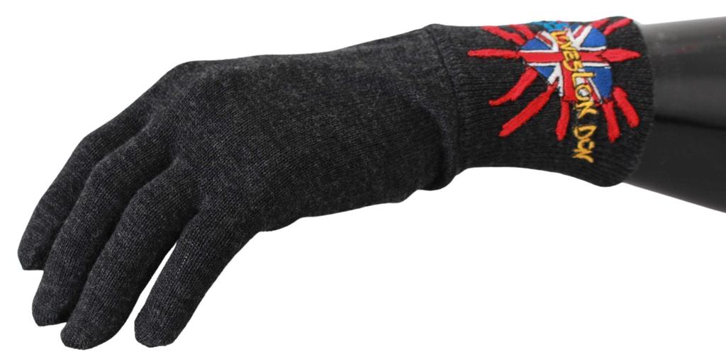 Dolce & Gabbana Dolce & Gabbana  Gray #DGLovesLondon Embroidered Wool Gloves