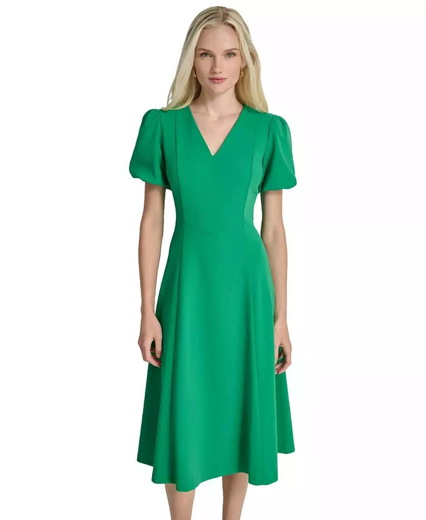 DKNY Women's Bubble-Sleeve Scuba-Crepe Midi Dress 6
