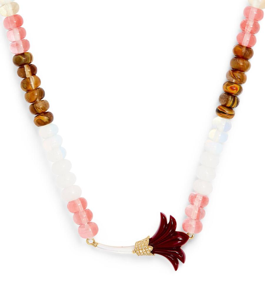 L'ATELIER NAWBAR Yellow Gold, Diamond and Mother-of-Pearl Psychedeliah Beaded Necklace