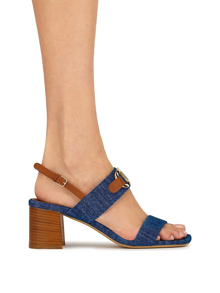 Salvatore Ferragamo Lou Gancini 55MM Logo Denim Block-Heel Sandals 7