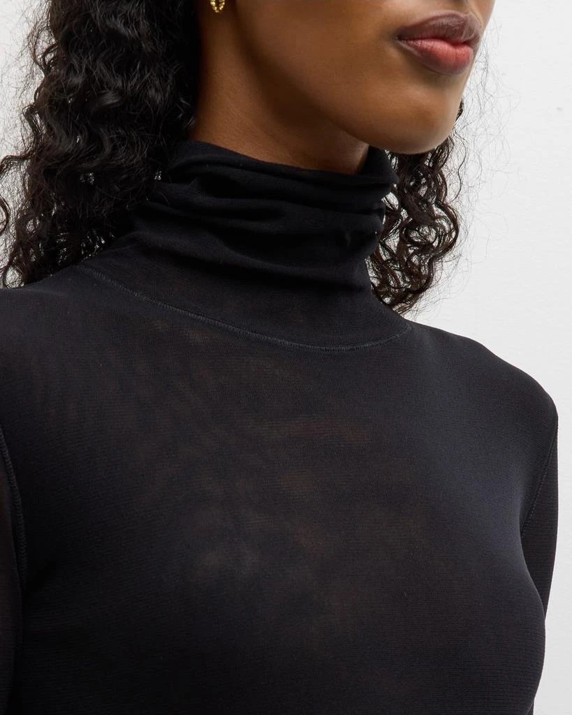 FUZZI Long-Sleeve Turtleneck Tulle Blouse 6