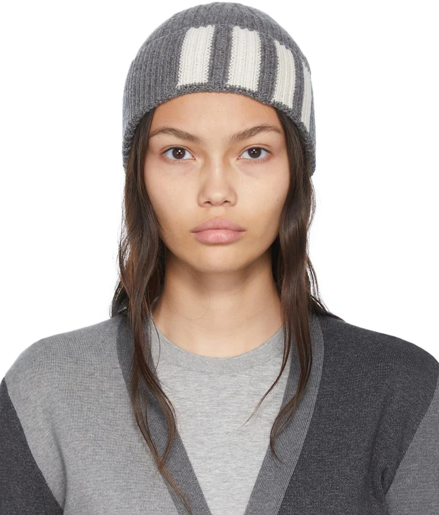 Thom Browne Gray Cashmere 4-Bar Beanie 1